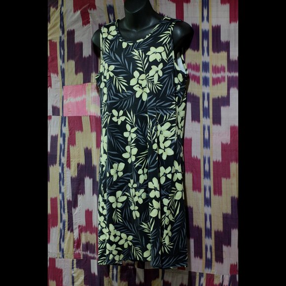 TOMMY BAHAMA Black Gray and Cream Tropical Dress - Picture 1 of 4